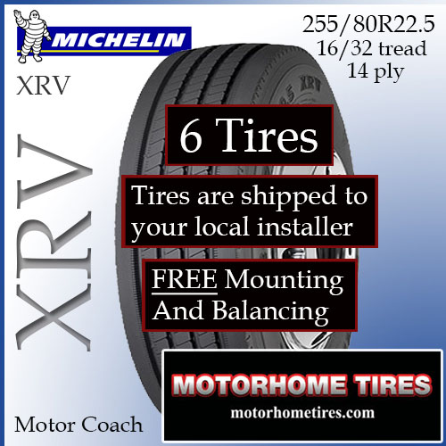 255/80R22.5 Michelin Substitute 265/75R22.5 Toyo M154Set Of 6Free On-Site  Mobile Installation – Motorhome Tires